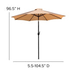Tavolo da patio effetto teak quadrato da 35", 4 sedie e ombrellone da patio da 9 piedi con base