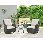 Poltrona a dondolo Pocassy Swivel Chairs Glider con tavolino, in vimini PE - Grigio misto