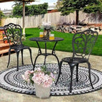 Set Tavolino da Bistrò per Esterno, Set da Patio in Alluminio Pressofuso per Tutte le Stagioni