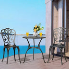Set Tavolino da Bistrò per Esterno, Set da Patio in Alluminio Pressofuso per Tutte le Stagioni