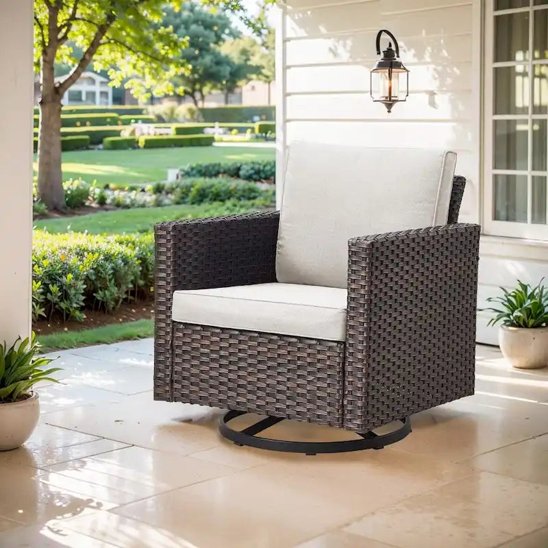Sedia da esterno girevole a 360° per patio - Marrone