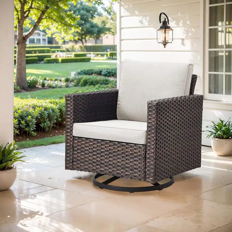 Outdoor Swivel Patio Chair 360 Rotating Chair - Brown