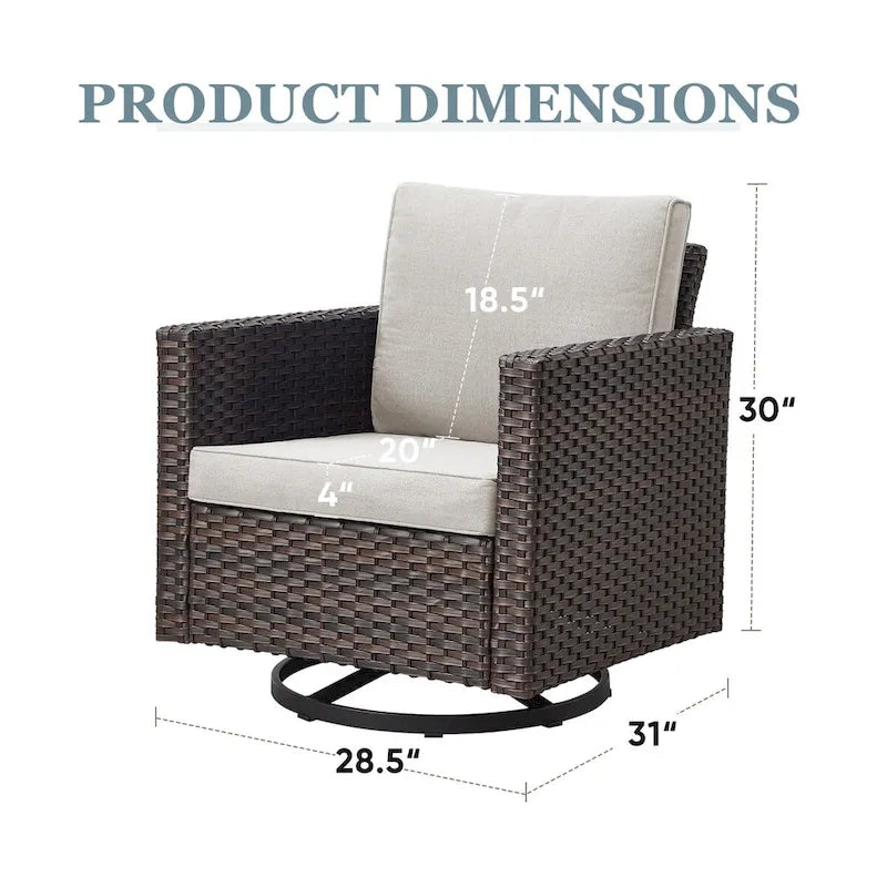Sedia da esterno girevole a 360° per patio - Marrone