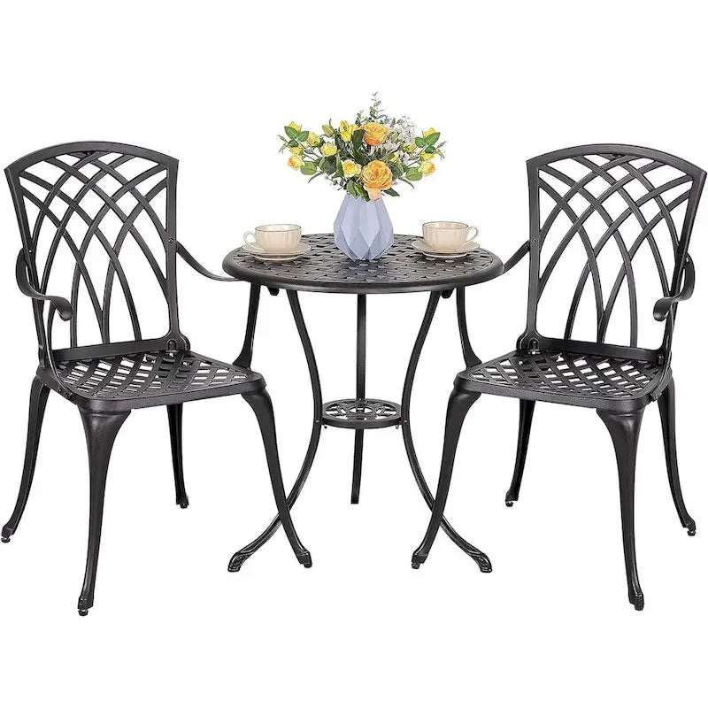 Patio Sets Cast Aluminum Table and Chairs Set with Umbrella Hole