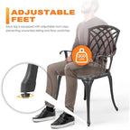 Set da Patio in Alluminio Pressofuso Tavolo e Sedie con Foro per Ombrellone