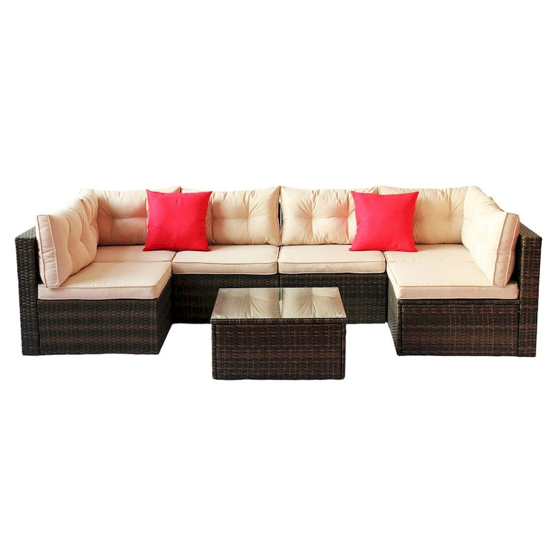 Set da esterni in PE Rattan da 7 pezzi