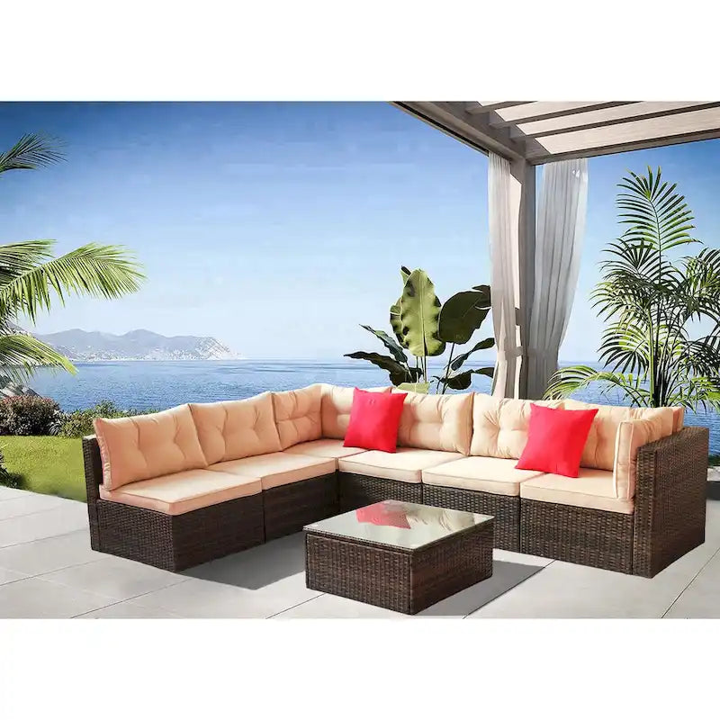 Set da esterni in PE Rattan da 7 pezzi