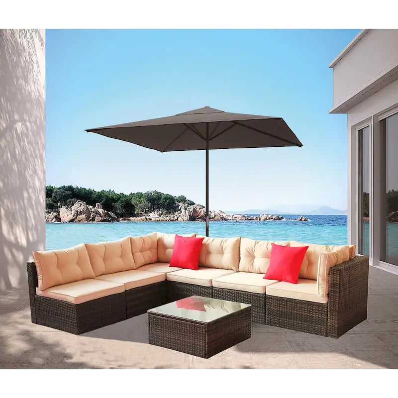 Set da esterni in PE Rattan da 7 pezzi
