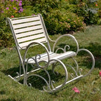 Monte Carlo 1968 Sedia a dondolo in ferro bianco antico - 24,5 L x 42 P x 36,5 H