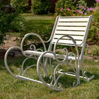 Monte Carlo 1968 Sedia a dondolo in ferro bianco antico - 24,5 L x 42 P x 36,5 H