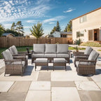 Sofa Swivel Glider Chairs, and Coffee Table - Brown