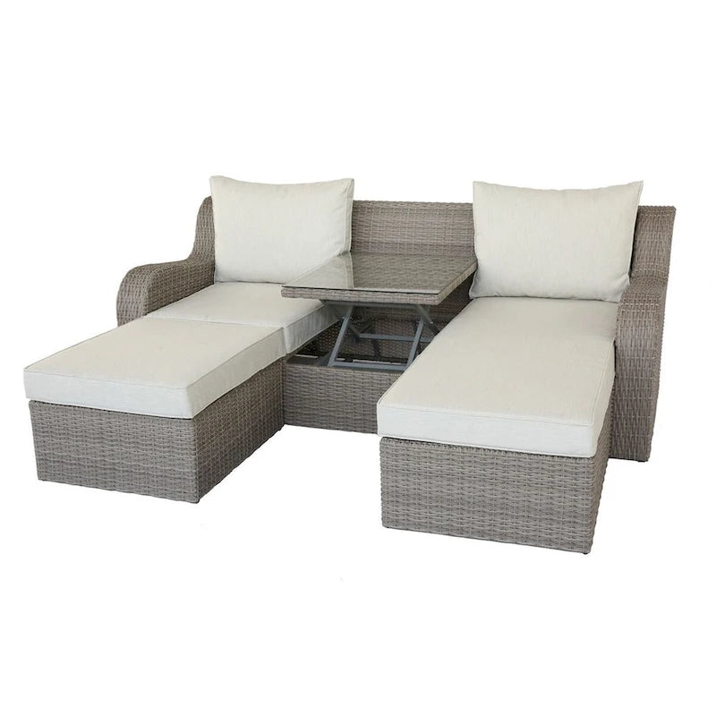 Set sezionale da esterno CUSchoice grigio con 2 cuscini – 82L X 36P X 30A