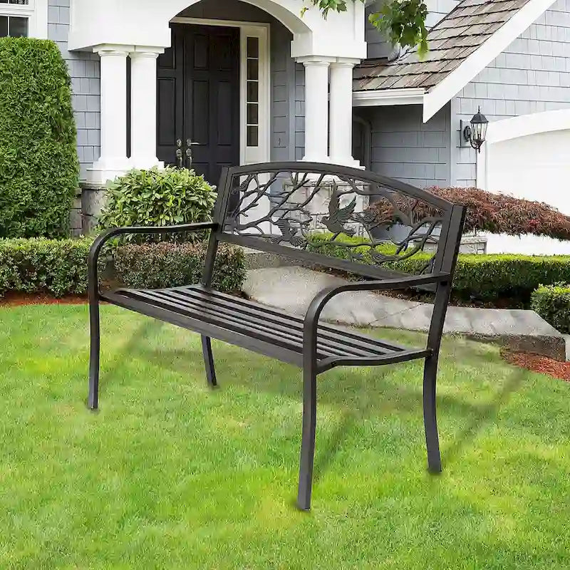 50 Garden Bench, Outdoor Patio Bench with Animal Pattern