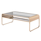 Tavolino da caffè a 2 pezzi con ripiano in vetro da 48 pollici Watler Contemporary Gold e 1 ripiano di Furniture of America