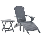 Set da 3 pezzi: sedia Adirondack pieghevole con poggiapiedi e tavolino laterale
