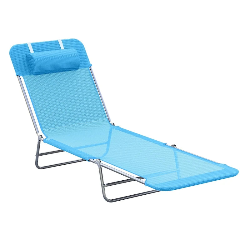 Outsunny Sdraio Pieghevole Portatile con Schienale Regolabile e Cuscino - Perfetta per il Relax all'Aperto