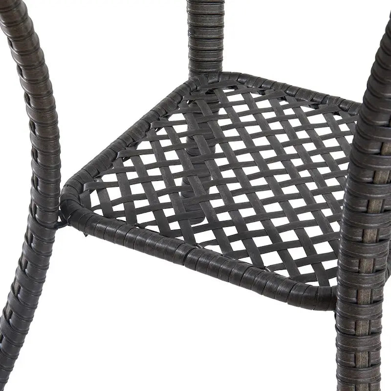 Set da 3 Poltrone Scorrevoli in Rattan da Esterno con Tavolino in Vetro - Marrone