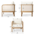 Set di 2, Sedia da Esterno, Mobili da Patio in Textilene, Seduta Profonda con Cuscino Spesso Impermeabile, Capacità di Carico 181 kg, Finitura Teak Chiaro