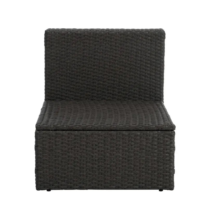 Set Divano in Rattan PE Intrecciato 7 Pezzi Stagionale con Divano Chaise Longue