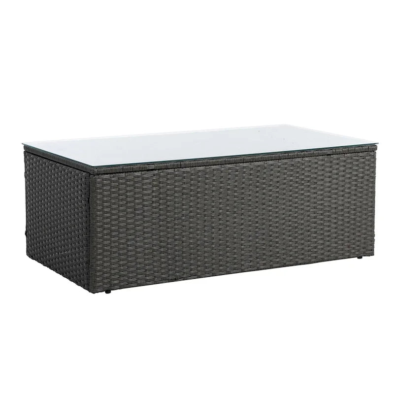Set Divano in Rattan PE Intrecciato 7 Pezzi Stagionale con Divano Chaise Longue