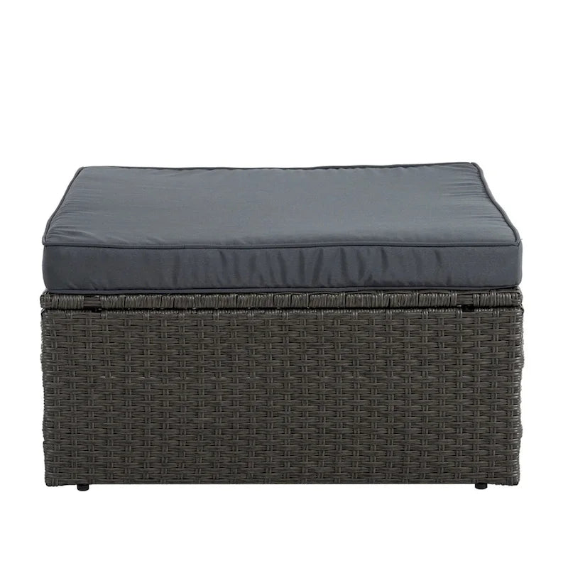 Set Divano in Rattan PE Intrecciato 7 Pezzi Stagionale con Divano Chaise Longue