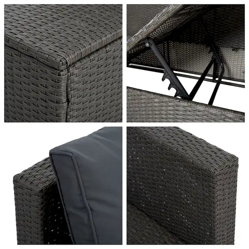 Set Divano in Rattan PE Intrecciato 7 Pezzi Stagionale con Divano Chaise Longue