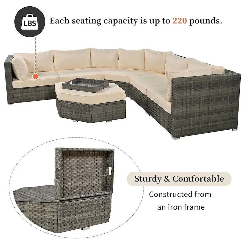 Set da 6 pezzi per patio esterno per 6 persone