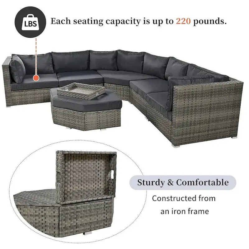 Set da 6 pezzi per patio esterno per 6 persone