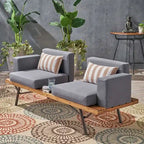 Set di 2 mobili da giardino da esterno: Divanetto industriale con tavolino da caffè, Christopher Knight Home