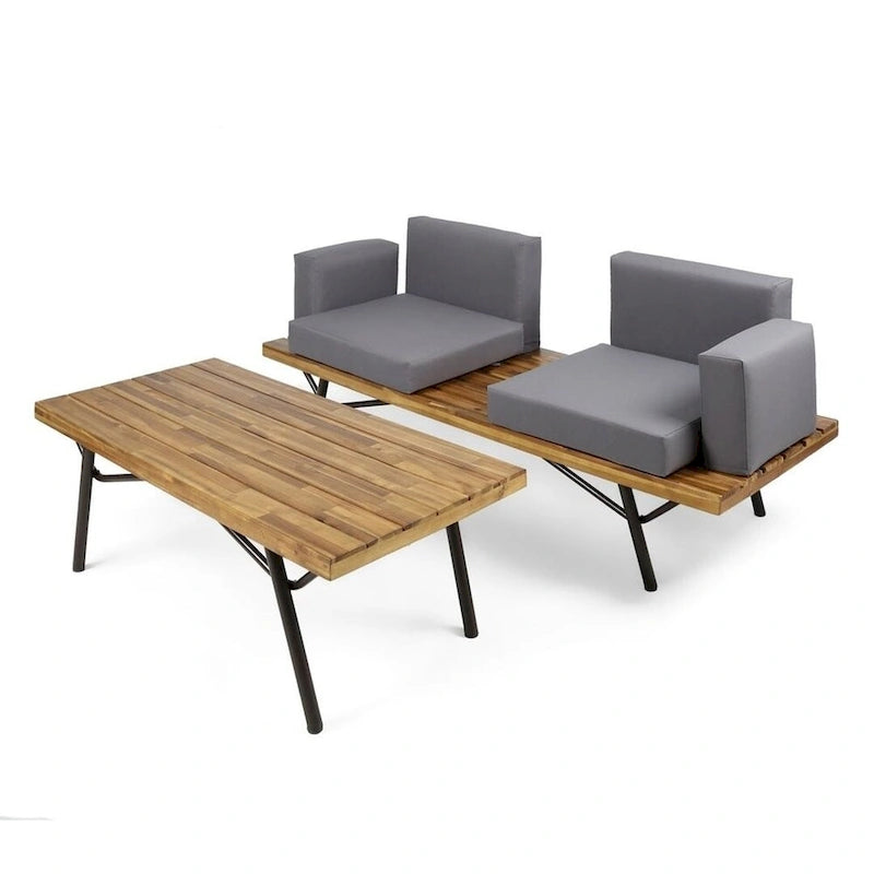 Set di 2 mobili da giardino da esterno: Divanetto industriale con tavolino da caffè, Christopher Knight Home