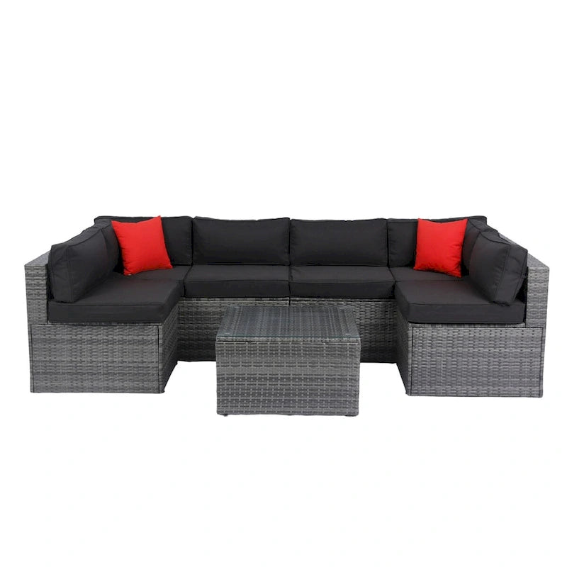 Set di 5 mobili da esterno componibili in rattan PE