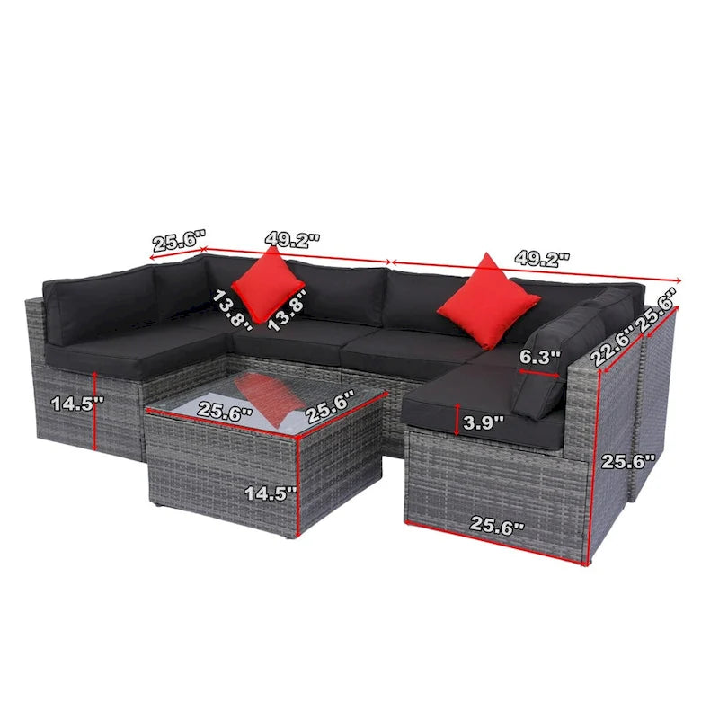 Set di 5 mobili da esterno componibili in rattan PE