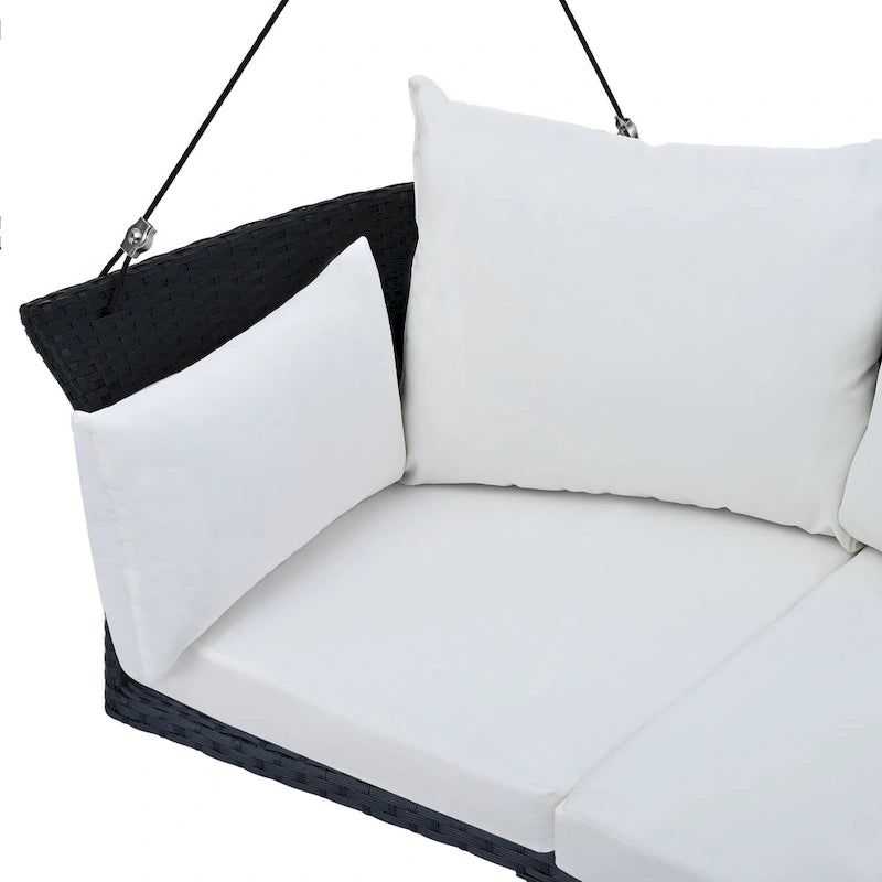 Sedia a dondolo intrecciata in rattan per 2 persone