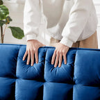 Divano letto futon convertibile 3-in-1 da 55,1 pollici, moderno in velluto, con schienale regolabile, borsa portaoggetti e cuscino