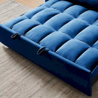 Divano letto futon convertibile 3-in-1 da 55,1 pollici, moderno in velluto, con schienale regolabile, borsa portaoggetti e cuscino