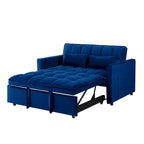 Divano letto futon convertibile 3-in-1 da 55,1 pollici, moderno in velluto, con schienale regolabile, borsa portaoggetti e cuscino
