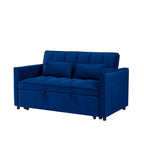 Divano letto futon convertibile 3-in-1 da 55,1 pollici, moderno in velluto, con schienale regolabile, borsa portaoggetti e cuscino