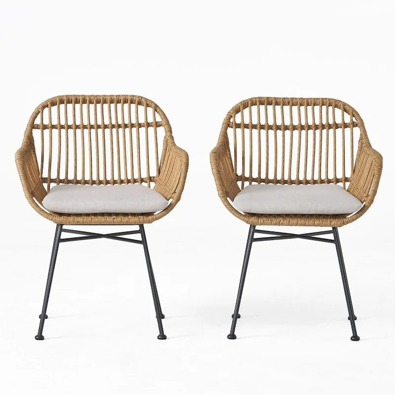 Sedie da patio in rattan per esterni set da 2 di Christopher Knight Home
