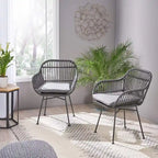 Sedie da patio in rattan per esterni set da 2 di Christopher Knight Home