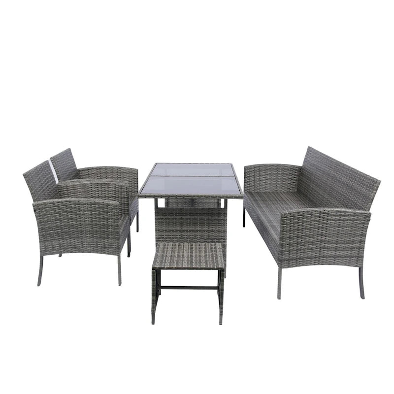 Set di mobili da esterno in rattan e vimini a 6 pezzi ACROMA con tavolino da caffè