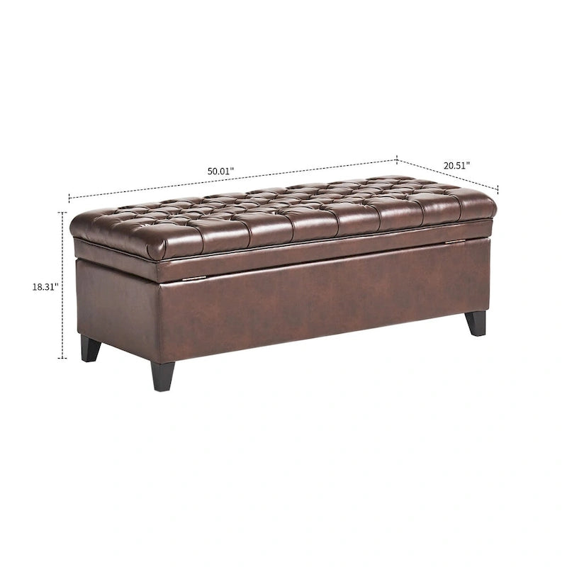 Panca contenitore classica ed elegante rivestita in tessuto con seduta decorata a bottoni capitonné