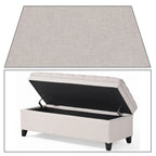 Panca contenitore classica ed elegante rivestita in tessuto con seduta decorata a bottoni capitonné