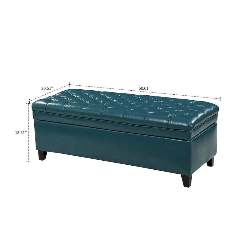 Panca contenitore classica ed elegante rivestita in tessuto con seduta decorata a bottoni capitonné