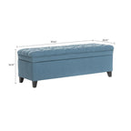 Panca contenitore classica ed elegante rivestita in tessuto con seduta decorata a bottoni capitonné
