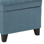 Panca contenitore classica ed elegante rivestita in tessuto con seduta decorata a bottoni capitonné