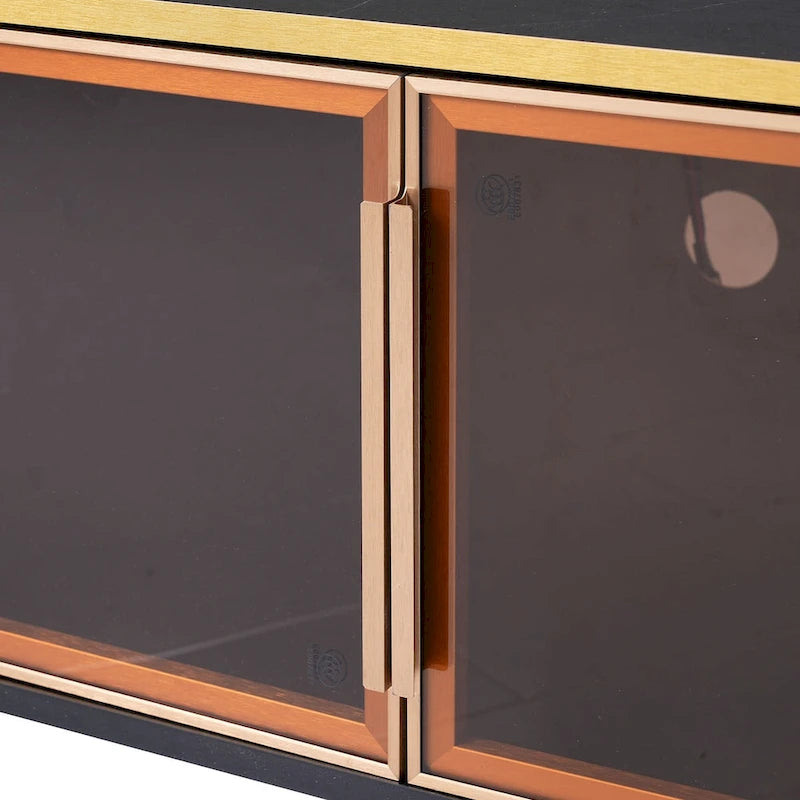Mobile porta TV con vetrinetta, gambe e maniglie dorate