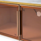 Mobile porta TV con vetrinetta, gambe e maniglie dorate