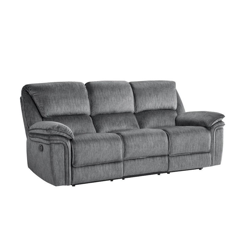 Divano reclinabile doppio manuale Muir 89 pollici, grigio, microfibra, schienale capitonné