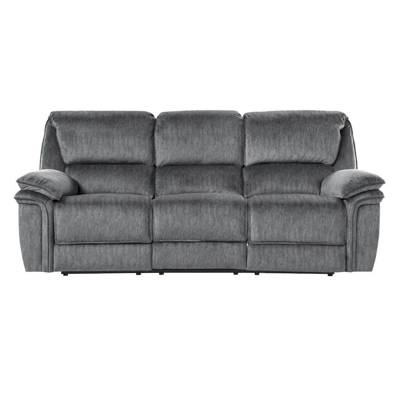 Divano reclinabile doppio manuale Muir 89 pollici, grigio, microfibra, schienale capitonné