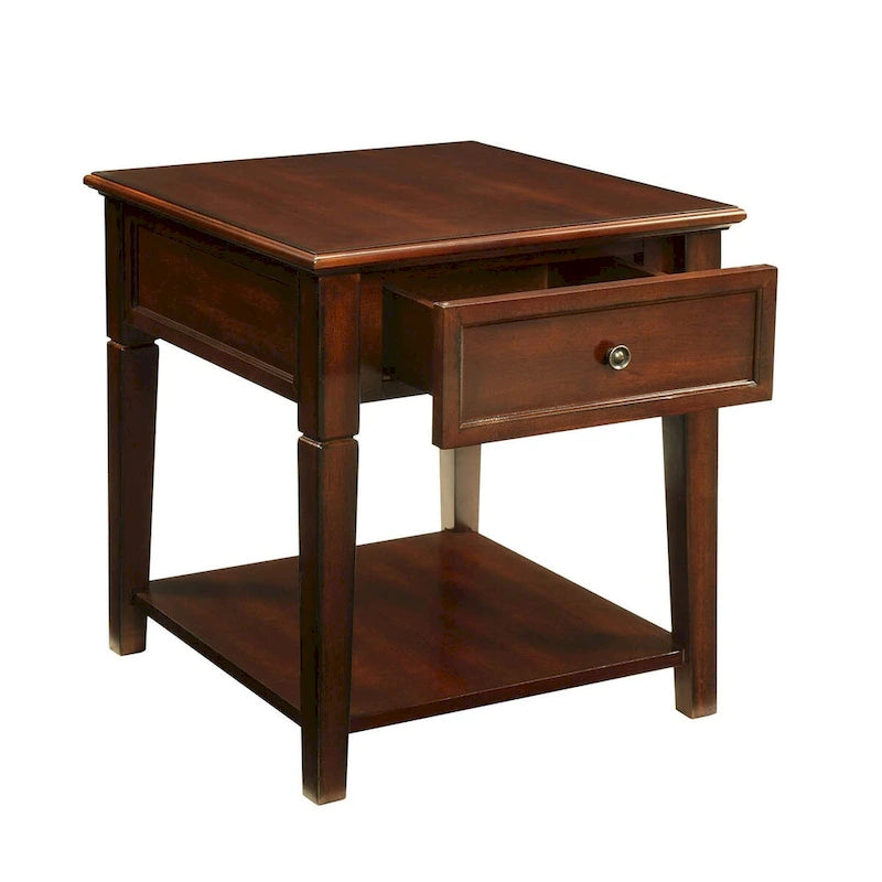 HomeRoots Tavolino Rettangolare con Cassetto e Ripiano in Legno Manifatturato Noce da 24 pollici - 22